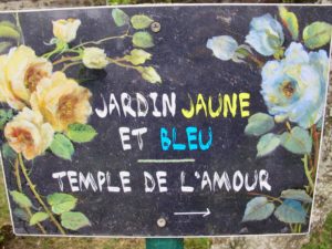 Panneau Jardin jaune et bleu - Jardins Henri le Sidaner Gerberoy Oise