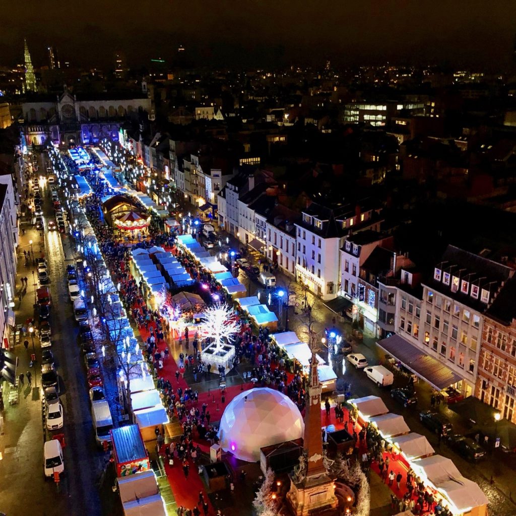 Bruxelles Plaisirs d'hiver marché Noël vu de très haut