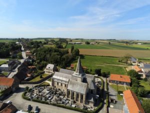 Volckerinckhove église vue au drone