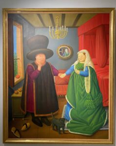 Fernando-Botero-Les-Epoux-Arnolfini-d-apres-Van-Eyck-2006-collection-privee-expo-BAM-Mons