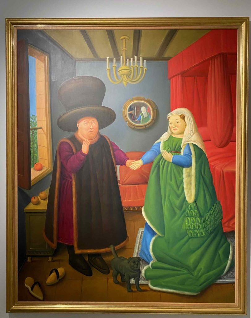 Fernando-Botero-Les-Epoux-Arnolfini-d-apres-Van-Eyck-2006-collection-privee-expo-BAM-Mons