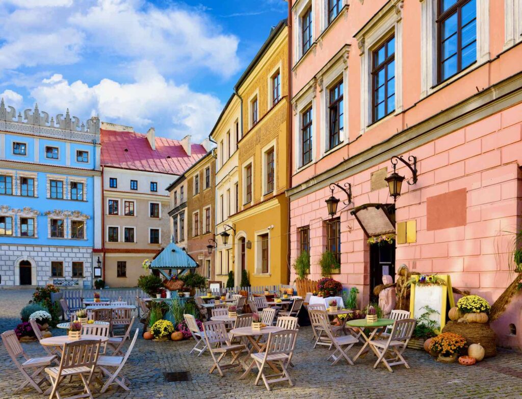 Street café in beautiful Lublin, Poland