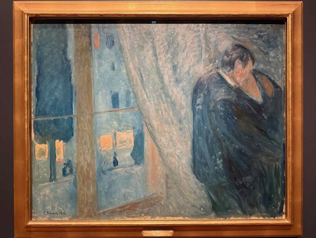 Même s'il a son musée dédié, Edgard Munch est également présent au musée national. Ici Le Baiser, Edvard Munch, 1892